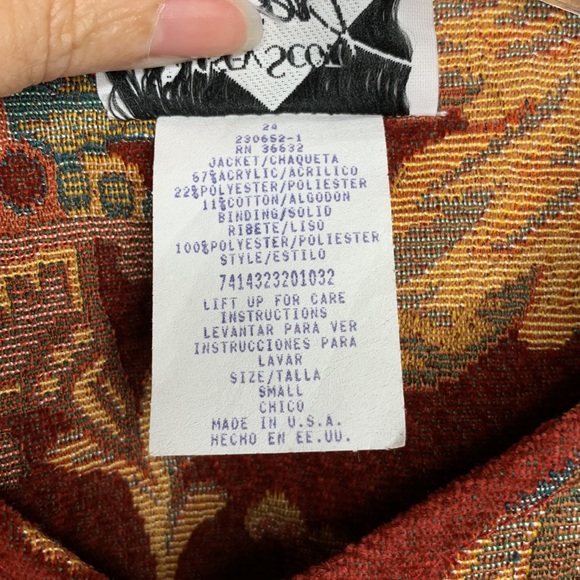 VINTAGE Lindsey Scott Blazer Wine Mauve Tapestry Floral Single Breasted Small - Picture 8 of 14